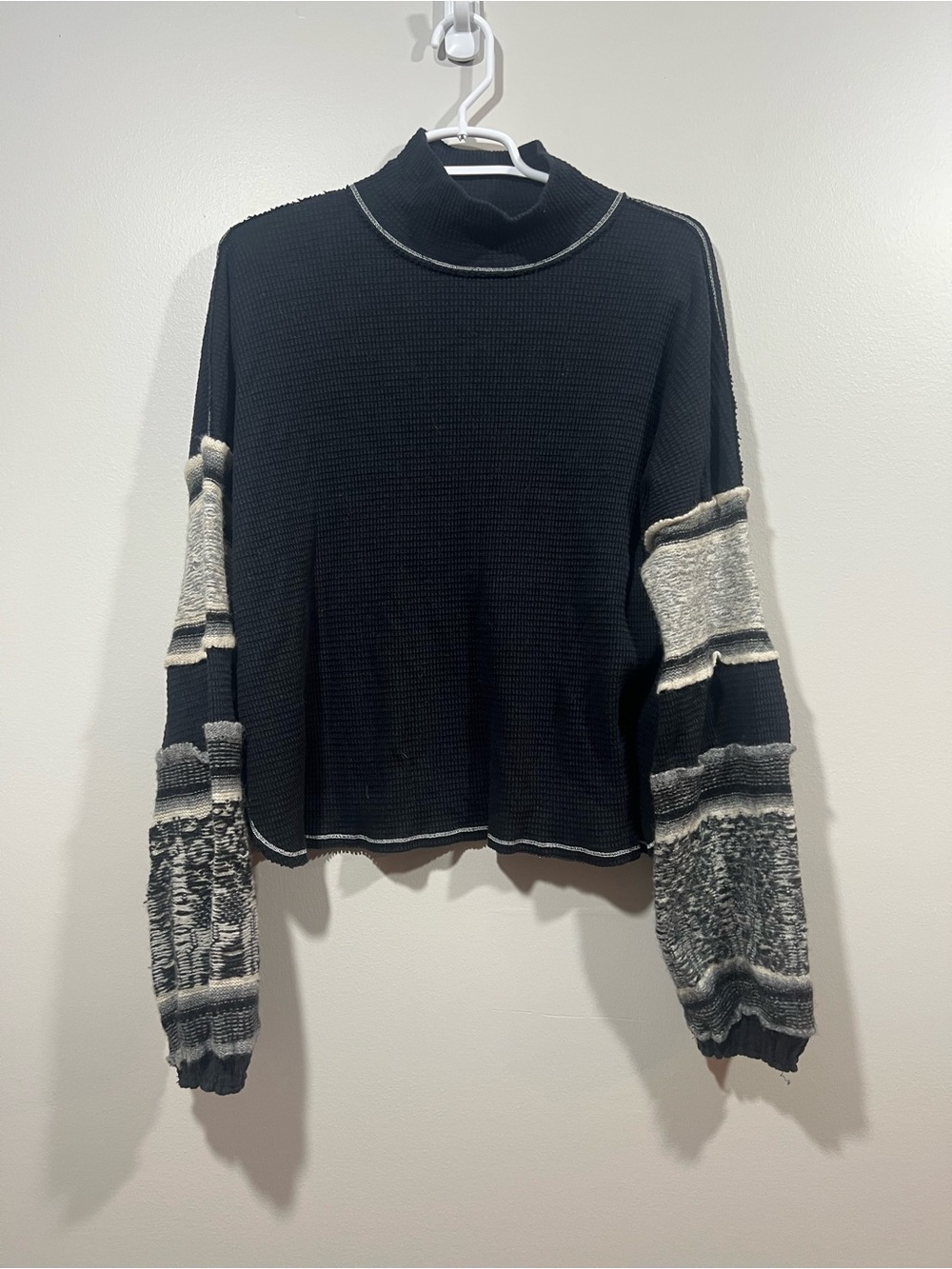 Free People Black Northern Lights Mock Neck  Top Size Small